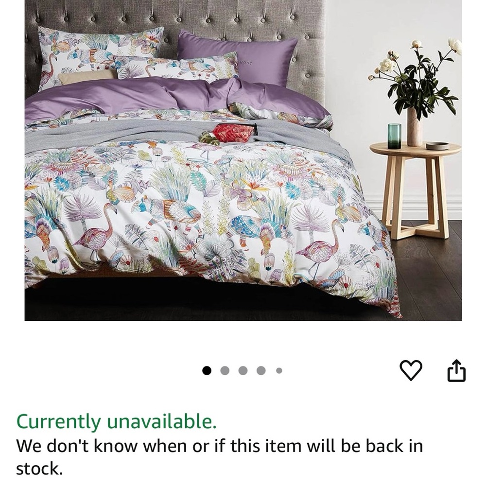 Floral and Flamingo Patterned Queen Sized Duvet and Pillow Covers